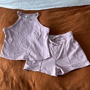 Lee Mauve Women’s Layers Knit Halter & Drawstring Shorts Set – Size Medium – GUC